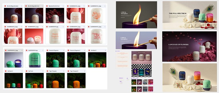 Hover markers reveal the material story — motion carries the detail, not copy